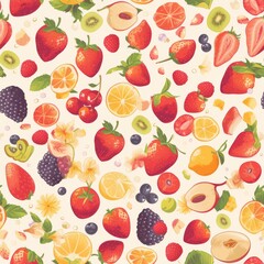 Texture of delicious and fresh fruits and berries