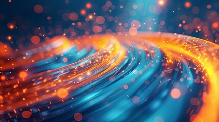 Wall Mural - fiber optic cables orange color on a blue background