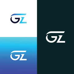 GZ, ZG letter logo design template elements. Modern abstract digital alphabet letter logo.
