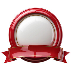 Poster - Red award ribbon with glossy finish on a transparent background.
