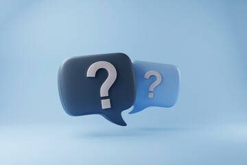 Leinwandbilder - 3D rendering A question mark floated in the air. Question ideas that arise in various places.