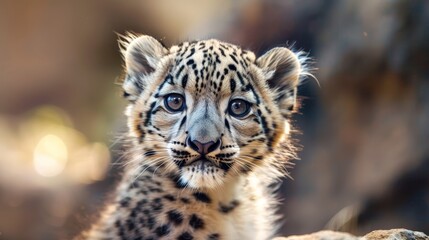 With its soulful eyes and endearing expression, the snow leopard cub's portrait evokes a sense of connection and empathy, reminding us of the importance of preserving 