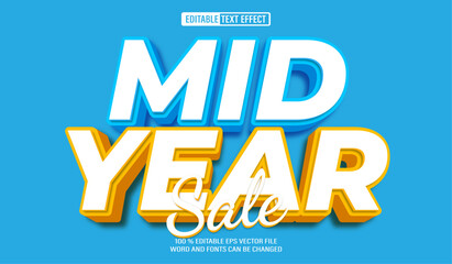 Poster - Editable 3d text style effect - Mid Year Sale text effect Template	