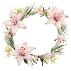 Sticker - PNG  Lily frame watercolor flower wreath plant