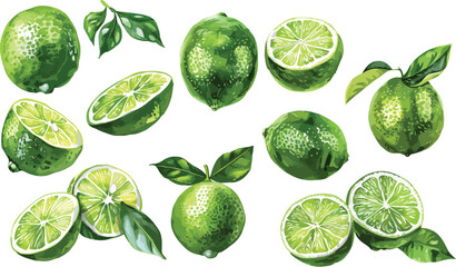 Canvas Print - lime watercolor clipart	