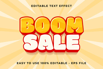 Poster - Boom sale Editable text effect 3d Trendy Cartoon template style cute vector