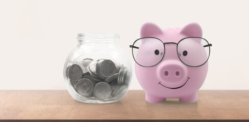 Wall Mural - Piggy bank on space for text. saving money, crisis. Business or Retirement Savings