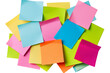 © Rattanathip - Assorted colorful sticky notes piled together, perfect for reminders, organization, and creative brainstorming ideas.