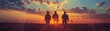 © AlexCaelus - Silhouette of three soldiers walking at sunset across a field with vibrant colors in the sky, symbolizing bravery and camaraderie.