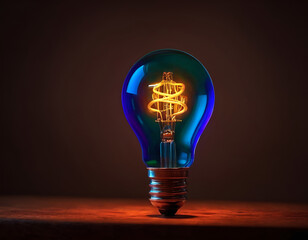 Wall Mural - light bulb, light bulb on red background