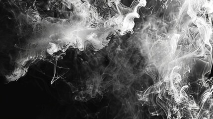 Wall Mural - Against the black and white backdrop the fluid smoke produces a stunning array of dynamic and complex patterns. Black and white art