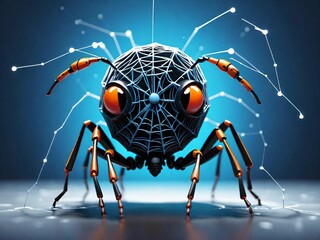 Digital spider on a web