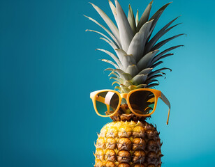 Wall Mural - pineapple on the table, pineapple on a white background, pineapple on a blue background