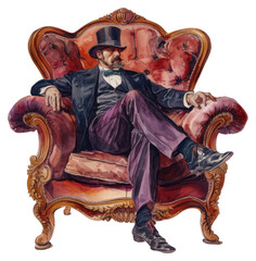 Sticker - PNG Antique furniture watercolor footwear armchair sitting