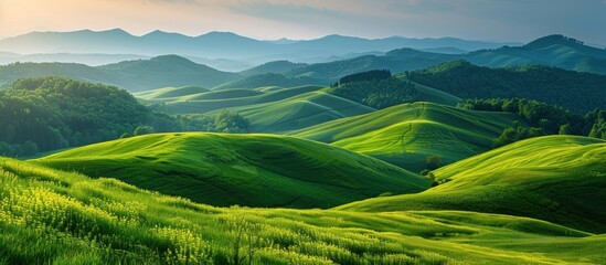 Canvas Print - Rolling Green Hills in a Tranquil Landscape