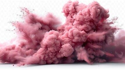 Wall Mural - pink smoke paint explosion powder splash isolated on transparent background PNG 4 AI Generative