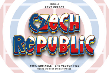 Wall Mural - Czech Republic 3d Editable Text Effect Template Style Premium Vector