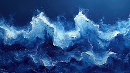 Wall Mural - Abstract wave-like pattern with glowing lines. Ocean and fluid dynamics. AIG53F.