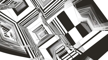 Wall Mural - Abstract geometric shape black and white pattern with intersecting lines. AIG53F.