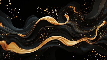 Canvas Print - An elegant pattern with flowing gold lines  