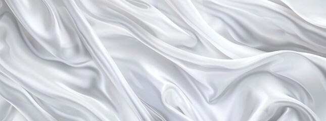 Wall Mural - White wallpaper with elegant wave of silk for luxury design.