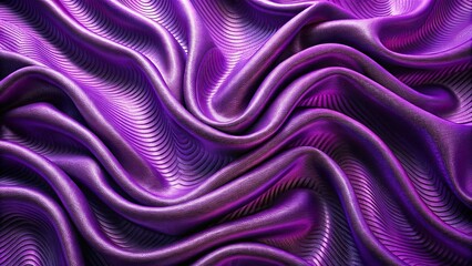 Wall Mural - Purple fabric with a stylish wave pattern, purple, fabric, wave, pattern, textile, background, design, decorative, trendy