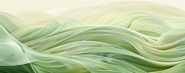 Wall Mural - abstract organic flowing green lines and waves smooth textured tones wallpaper background illustrati