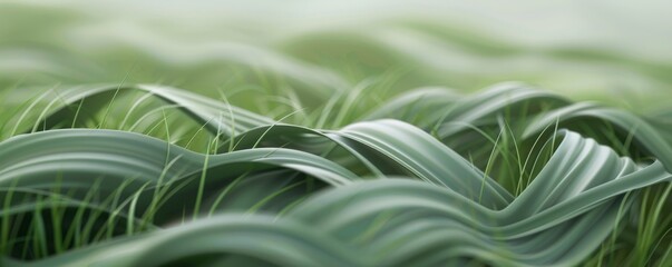 Wall Mural - abstract organic flowing green lines and waves smooth textured tones wallpaper background illustrati