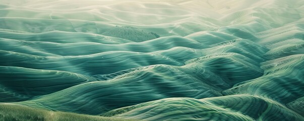 Wall Mural - abstract organic flowing green lines and waves smooth textured tones wallpaper background illustrati