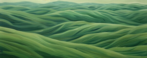 Wall Mural - abstract organic flowing green lines and waves smooth textured tones wallpaper background illustrati