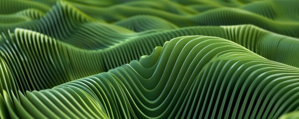 Wall Mural - abstract organic flowing green lines and waves smooth textured tones wallpaper background illustrati
