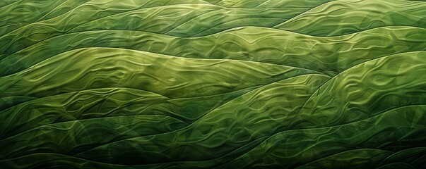 Wall Mural - abstract organic flowing green lines and waves smooth textured tones wallpaper background illustrati