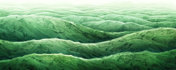 Wall Mural - abstract organic flowing green lines and waves smooth textured tones wallpaper background illustrati