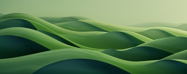 Wall Mural - abstract organic flowing green lines and waves smooth textured tones wallpaper background illustrati