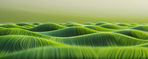 Wall Mural - abstract organic flowing green lines and waves smooth textured tones wallpaper background illustrati