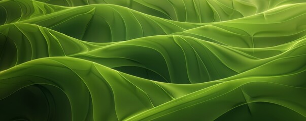 Wall Mural - abstract organic flowing green lines and waves smooth textured tones wallpaper background illustrati