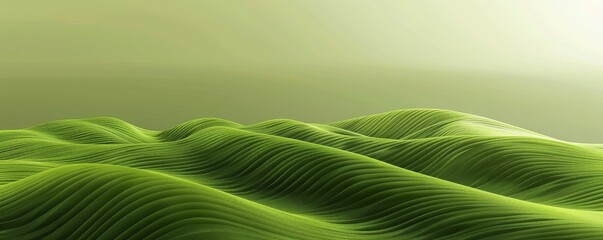 Wall Mural - abstract organic flowing green lines and waves smooth textured tones wallpaper background illustrati