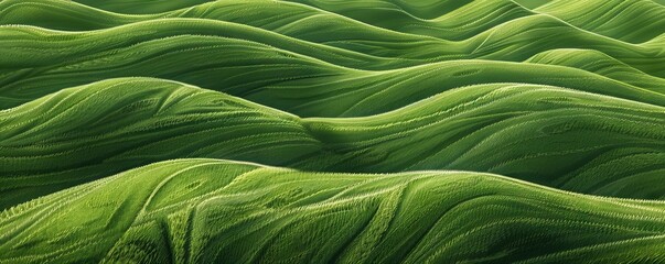 Wall Mural - abstract organic flowing green lines and waves smooth textured tones wallpaper background illustrati