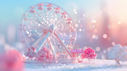 Wall Mural - Candy colored glass ferris wheel illustration poster background