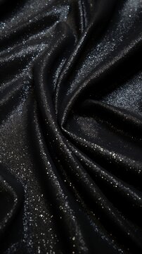 Glitter bokeh of satin fabric for background. Metallic textile close up