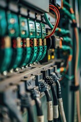 Poster - A close-up view of tangled wires on a wall, useful for illustration purposes