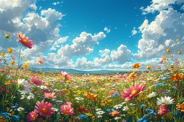 Wall Mural - Sunny and colorful summer scenery.