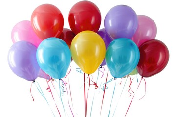Poster - A cluster of colorful balloons floating on a white background