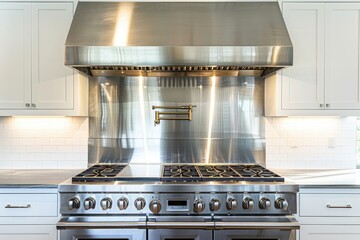 Poster - Stainless steel stove top oven in a kitchen