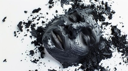 Poster - Close-up of a face with black paint, can be used for artistic or conceptual purposes