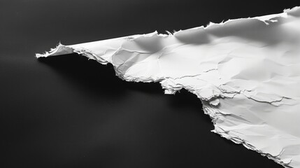 Poster - A close-up shot of a torn piece of paper with rough edges and frayed fibers