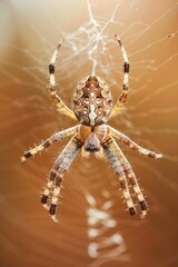 Aufkleber - A detailed look at a spider sitting on its web