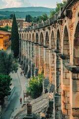 Poster - A picturesque stone bridge with multiple arches, suitable for travel or architecture images