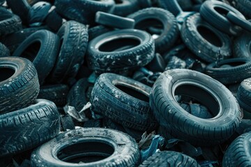 Aufkleber - A pile of old tires stacked on top of each other
