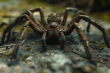 Aufkleber - A large spider sits on top of a rock
